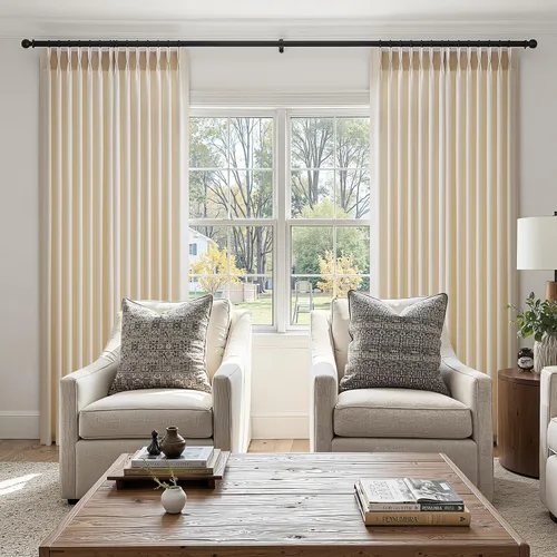 Miniatura 5 de 2 paneles de cortinas plisadas de lino beige de 84 pulgadas de largo, para dormitorio y sala de estar, cortina plisada con ganchos y pestaña trasera