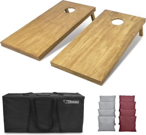 Miniatura 72 de GoSports 4 ft x 2 ft Regulation Size Wooden Cornhole Boards Set with Light Brown Finish - Includes Carrying Case and Bean Bags Negro- gris