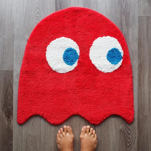 Evovee Alfombra de baño roja, bonita alfombra de baño divertida, decoración divertida, alfombra roja para dormitorio, divertida, divertida, redonda,