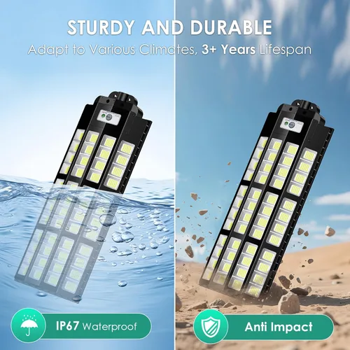 Miniatura 6 de Luces solares de calle de 12000 W para exteriores, impermeables, luz solar grande para estacionamiento del anochecer al amanecer con sensor