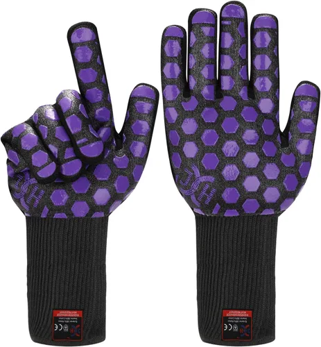 Miniatura 13 de J H Guante de horno resistente al calor: certificado EN407 932 °F, 2 capas de revestimiento de silicona, guantes de horno para cocinar, cocina