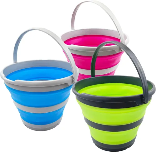 Miniatura 13 de SAMMART Cubo de plástico plegable de 10 L (2.6 galones), bañera redonda plegable, cubo de agua portátil para pesca, bote de agua para exteriores