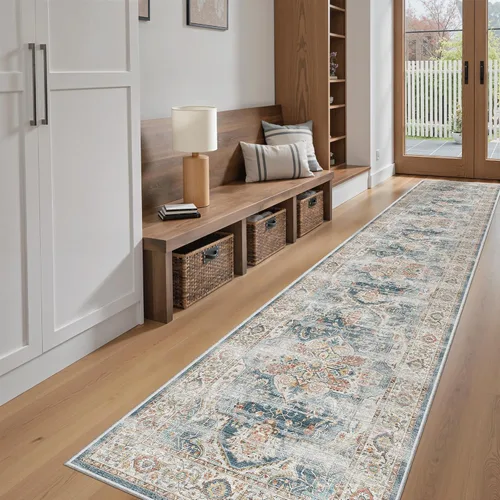 Miniatura 263 de Madane Tapete lavable de 2 x 10 pies para pasillo, cocina, recibidor, clásico, suave, antideslizante para interiores, casa de campo, baño, sala