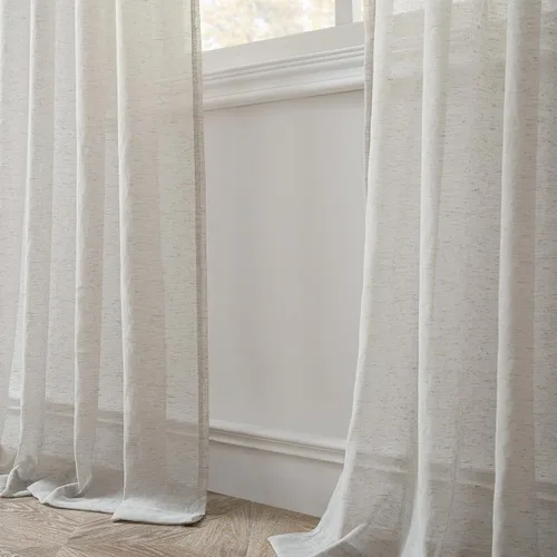 Miniatura 4 de FMFUNCTEX - Cortinas de lino transparentes para dormitorio, cortinas grises de 63 pulgadas de largo para sala de estar, cortinas de ventana mezcla