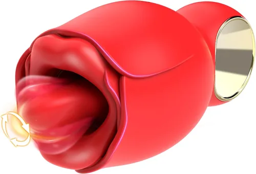 Vibrador juguetes sexuales para adultos, juguete sexual de rosa con lengua de lamer girada de 360°, juguetes sexuales femeninos con asa, juguetes