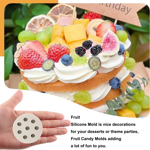 Miniatura 3 de Sijiangmold Moldes de silicona para fondant de arándanos, frambuesas, fresas, nueces, bayas, especias, anís estrellado, canela, limón