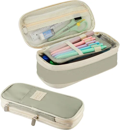 Sonuimy Estuche para lápices de gran capacidad, lindo estuche estético de gran capacidad con cremallera, estuche para lápices y bolígrafos portátil