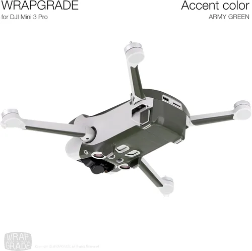 Miniatura 3 de WRAPGRADE Pegatinas de piel compatibles con DJI Mini 3 Pro Color de acento (verde militar)