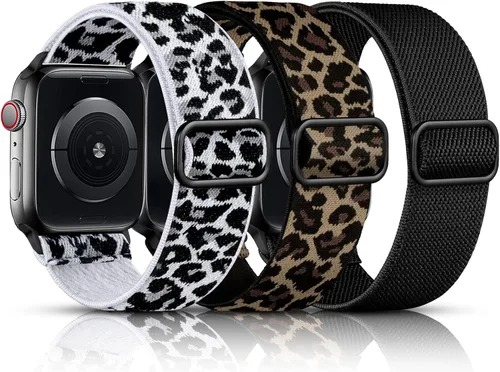 Miniatura 14 de DaQin Paquete de 3 correas elásticas Solo Loop compatibles con Apple Watch de 1.654 pulgadas, 1.614 pulgadas, 1.575 pulgadas, 1.496 pulgadas, Boho