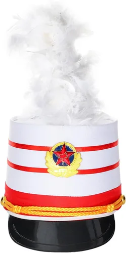 Miniatura 10 de Kids Drum Band Hat with Feather Toy Soldier Hat Drum Major Hat Costume Ceremonial Hat Majorette Hat