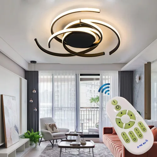 Miniatura 8 de Lámpara de techo LED regulable para sala de estar, moderna lámpara de techo de flores con control remoto, lámpara colgante para comedor, lámpara