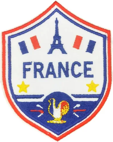 Parche de escudo de bandera de Francia para planchar con apliques bordados tácticos banderas nacionales emblema insignia