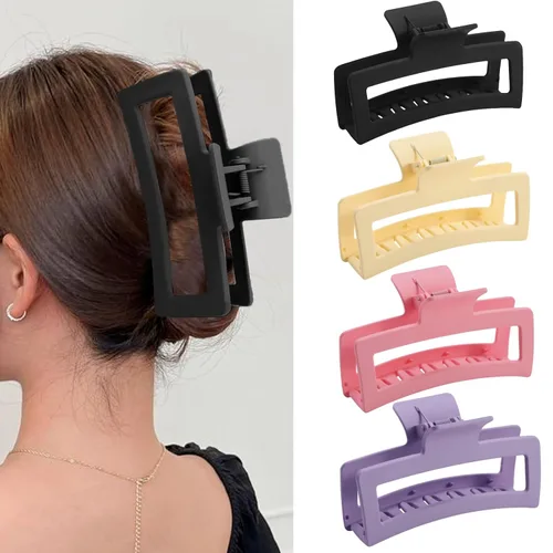 Miniatura 13 de ZYTJ Pinzas de garra negras extra grandes de 5 pulgadas para cabello grueso y largo, paquete de 4 clips de garra extra grandes, pinzas rectangulares