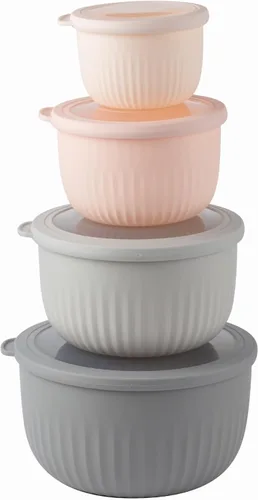 Miniatura 13 de COOK WITH COLOR - Juego de tazones de preparación profundos con tapas, para mezclar, de plástico, pequeños y apilables (color negro degradado)