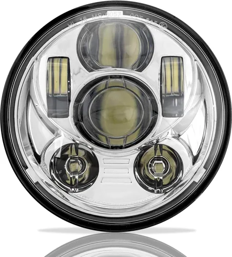 SUNPIE 5-3/4 5.75 pulgadas Faro de Aluminio Metálico Plateado Compatible con Sportster, Compatible con Motocicletas Harley XL883/XL1200 Glide Deuce