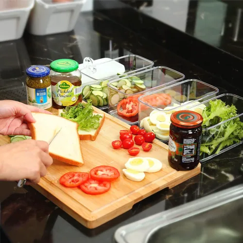 Miniatura 5 de Felli Flip Tite Contenedor de almacenamiento de alimentos con tapa RECTÁNGULO de 4" con anillo hermético y tapa con cierre abatible, juego de Blanco