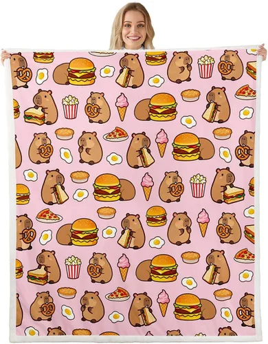 Miniatura 24 de Erosebridal Funny Capybaras Blanket Capybara Lover Gifts Cute Fleece Blanket for Kids Girls Boys, Capybara Decorations Blankets 40"x50", Kawaii