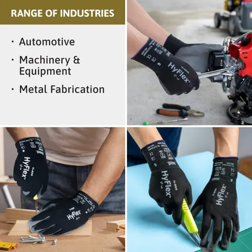 Miniatura 3 de Ansell HYFLEX 11-600 - Guantes industriales de nailon ligeros con revestimiento de palma para fabricación de metal, automotriz, talla grande (9)