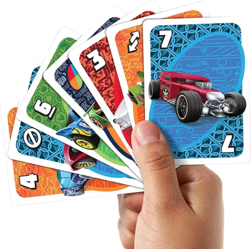 Miniatura 2 de Hot Wheels UNO Juego de cartas coincidentes con 112 cartas con gráficos de Hot Wheels, noche de juego, regalo para niños a partir de 7 años