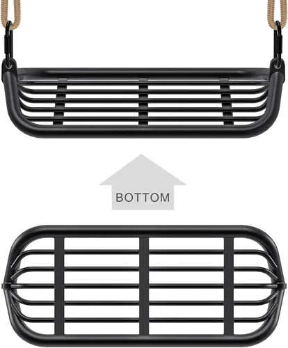 Miniatura 3 de SELEWARE Asiento de columpio de estructura de metal de 17 pulgadas con cuerda ajustable y conexión rápida, accesorios de repuesto para niños