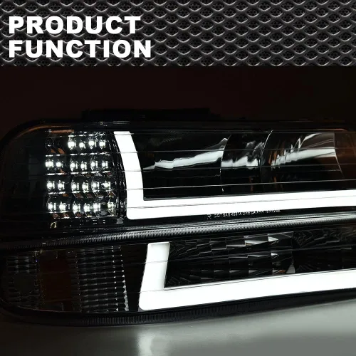 Miniatura 7 de Conjunto de faros LED CNNELL compatible con Chevy Silverado 1999-2002/Suburban Tahoe 2000-2006, carcasa cromada con lente transparente, reflector