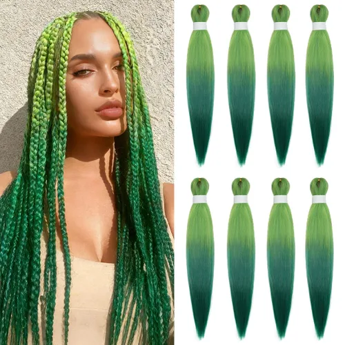 Miniatura 104 de 8 paquetes de extensiones preestiradas - 16 pulgadas de cabello trenzado premium, 55G/paquete, sin picazón, fijación en agua caliente, textura Perm