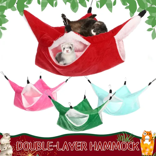 Miniatura 5 de Nuogo Hamaca de ratas para jaula de animales pequeños, hamacas colgantes para hurones para ratas, accesorios de cama de hurón de doble capa