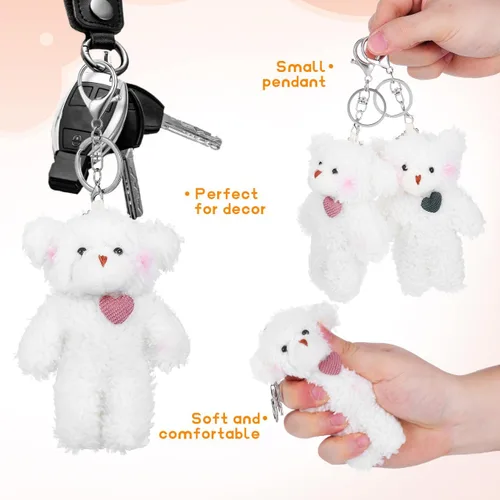 Miniatura 4 de NUOBESTY 2 llaveros de oso de peluche, bonitos dijes para bolsa de oso de peluche con corazón de osos suaves para bolso, mochila, bolso, llaveros a