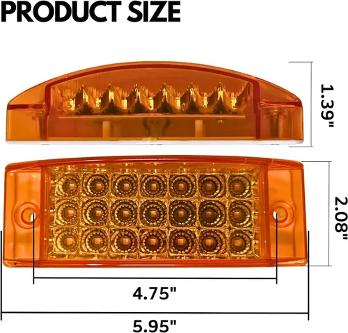 Miniatura 5 de All Star Truck Parts 10 luces de señalización lateral ámbar + 10 luces de señalización lateral rojas de 15.24 cm, 21 LED, rectangulares, 12V