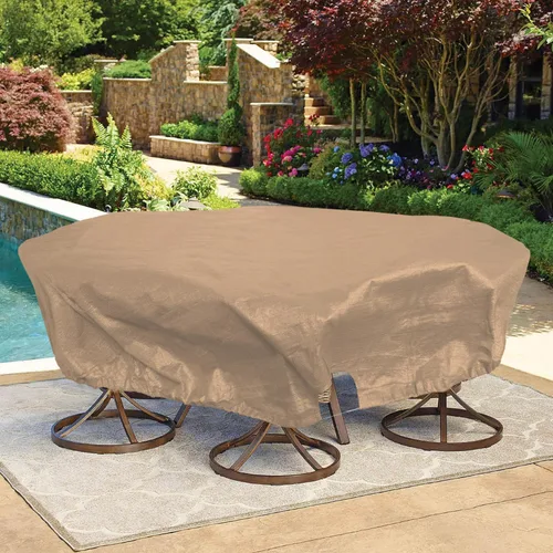 Miniatura 15 de Bynbbur Funda impermeable para muebles de patio de 13 pies con dobladillo de cuerda de alambre en todos los bordes, fundas redondas para piscina