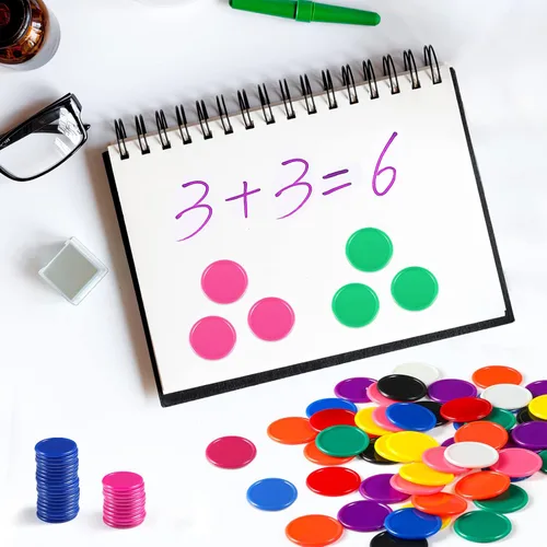 Miniatura 5 de Coopay 200 piezas de 10 colores fichas de bingo de plástico a granel, fichas de juego de 1 pulgada para niños, contadores de aprendizaje
