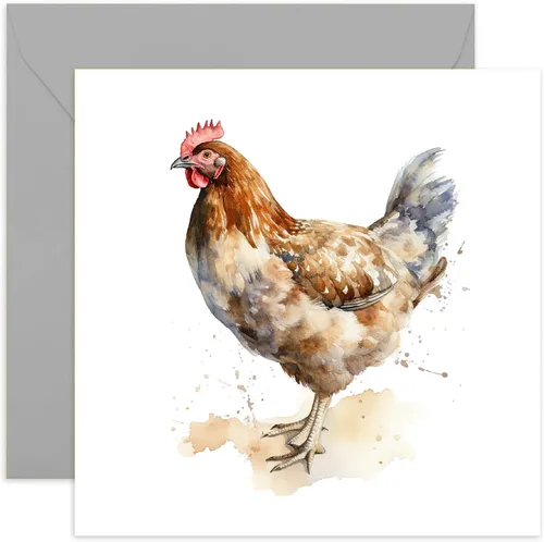 Old English Co. - Tarjeta de felicitación de gallina de acuarela para cumpleaños, bonita tarjeta de cumpleaños para mamá, nan, hermana, ella,