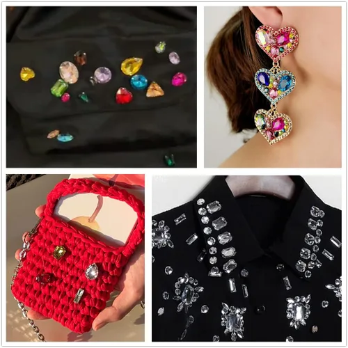 Miniatura 5 de 500 Piezas Diamantes de Imitación Acrílicos de Respaldo Plano para Coser, Gemas de Costura, Cristal Formas Mixtas, Cuentas de Costura, Decoraciones