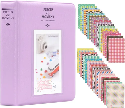 Miniatura 9 de Ablus - Álbum de fotos con 64 bolsillos para fotos instantáneas de cámaras Fujifilm Instax Mini 7s 8 8+ 9 25 26 50s 70 90 y letrero, pequeño Azul