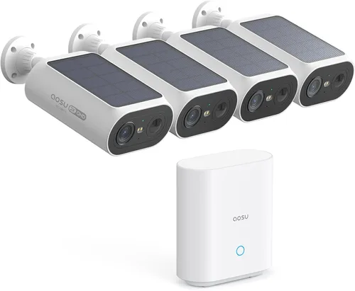 aosu Cámaras de seguridad solares inalámbricas para exteriores, instalación de bricolaje de 2 minutos, no requiere suscripción, cámaras para sistema