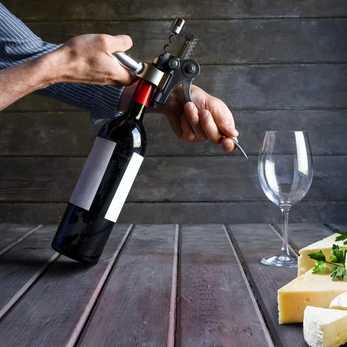 Miniatura 9 de Juego de sacacorchos para abrebotellas de vino – Luxiluxy [2023 actualizado, no se rompe!] Incluye cortador de aluminio, tapón de botella, soporte