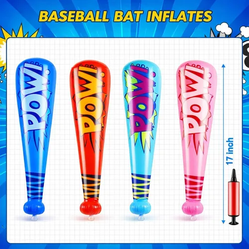 Miniatura 2 de WILLBOND 18 bates inflables de béisbol de 17 pulgadas a granel, regalos de fiesta de béisbol, premios de carnaval, inflable, juguete inflable con 1
