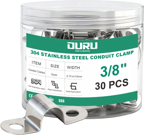 Miniatura 19 de OURU 30 abrazaderas de conducto de 1 pulgada de acero inoxidable 304, abrazadera de tubo de metal rígido en U, correa de tubo de 2 agujeros