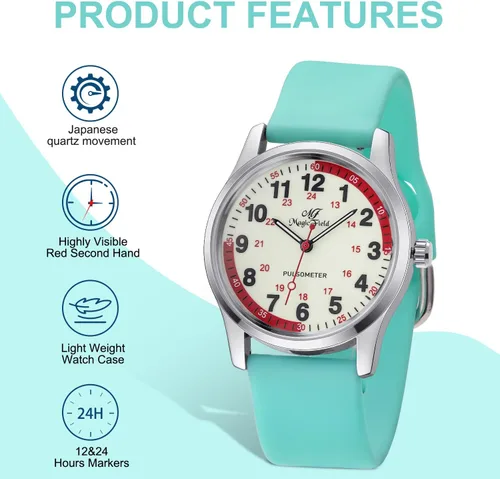 Miniatura 4 de Reloj de enfermera para enfermeras, médicos, profesionales médicos, estudiantes, hombres, mujeres, unisex, fácil de leer, esfera luminosa, reloj