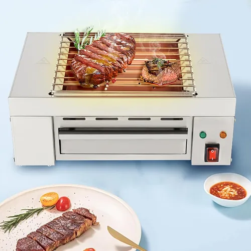 Miniatura 3 de Parrilla eléctrica para barbacoa, parrilla eléctrica profesional de 1500 W, parrilla de mesa de campamento, parrilla de acero inoxidable para uso