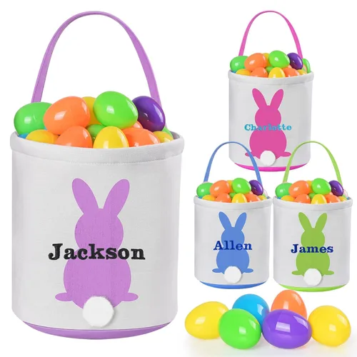 Miniatura 24 de Jocidea - Cesta de Pascua personalizada, paquete de 1 cestas de Pascua personalizadas para niñas y niños, cesta de Pascua personalizada para bebés