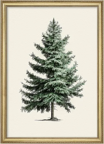Miniatura 248 de MUDECOR Lienzo enmarcado prémium para pared, pinos nevados en bosque de invierno, ilustraciones modernas, arte contemporáneo, escénico, divertido