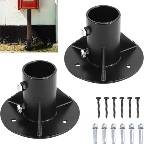 Miniatura 12 de 1 soporte de base de postes redondos de 2 pulgadas, brida de base, brida de enlace de cadena, brida de piso de poste sólido pesado para sujetar