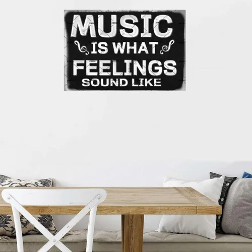 Miniatura 7 de EMOHAT Cartel de pared de metal para decoración de pared, letrero musical "Is What Feelings" Sound Like de aluminio, decoración de pared, hogar