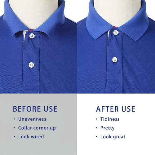 Miniatura 5 de 80 piezas de estancias de cuello para polo, autoadhesivas, sin rizos, cuello de camisa de vestir para hombre, cuello tipo polo fijo, ideal