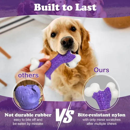 Miniatura 2 de Kseroo - Juguetes duros para perros masticadores agresivos de raza grande y mediana con sabor a tocino, juguete de hueso para perros, de nailon