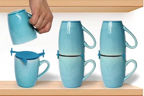 Miniatura 9 de ELYPRO Organizadores y almacenamiento de tazas de café, organizador de estantes de gabinete de cocina, organización de armario y despensa
