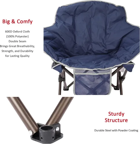 Miniatura 5 de SUNNYFEEL Silla de campamento de gran tamaño, silla plegable de luna, silla grande para adultos, silla de césped portátil de 500 libras con bolsa