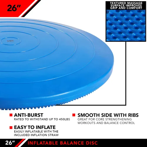 Miniatura 4 de JFIT Disco de equilibrio inflable – Entrenador de cojín tambaleante grande de 13 o 26 pulgadas – Almohadilla de equilibrio duradera