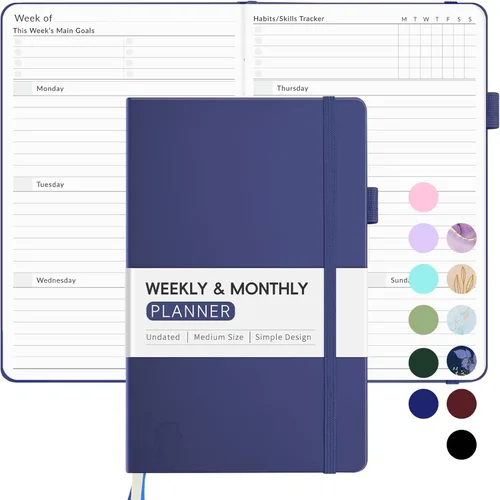 Miniatura 8 de Planificador semanal sin fecha para 2026, Planificador de calendario semanal y mensual simplificado Forvencer, Cuaderno diario organizador lindo